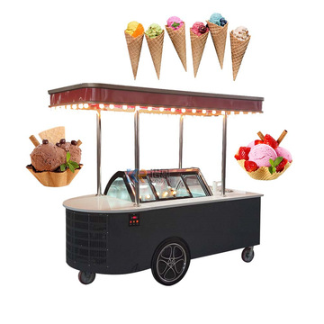 外贸出口网红商用夜市摆摊地摊小推车风冷冰淇淋花车冰品促销台