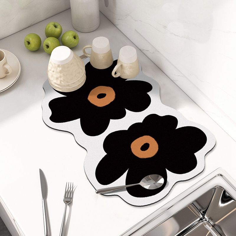 Soft Diatom Ooze Kitchen Water Draining Pad Bar Water Absorption Heat Insulation Coaster Pastoral Style Special-Shaped Bowl and Plate Drying Mat Disposable Mat