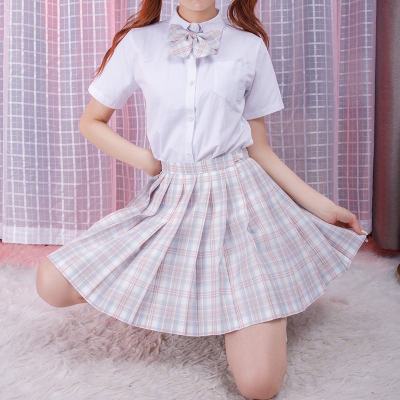 伊梦正版jk制服格裙套装全套现货日系学院风夏百褶裙衬衫校服班服