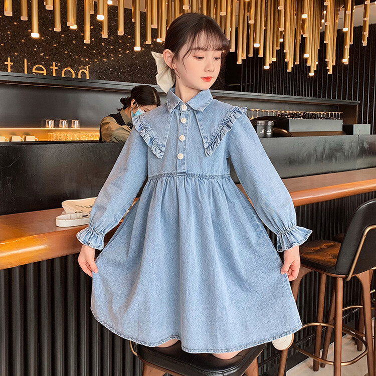 女童牛仔裙8-13岁宝宝春装裙子童 春款中大童春秋儿童春季连衣裙