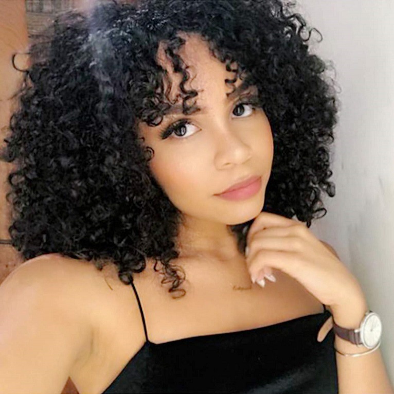 亚马逊新款欧美假发女短卷发非洲蓬松带刘海小卷时尚化纤头套现货