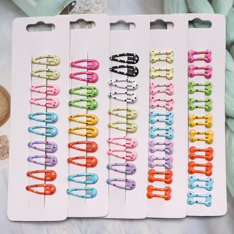 New Children's Barrettes Five-Pointed Star Dripping Oil Wave Point BB Clip Bone Little Clip Cropped Hair Clip Barrettes Girl Bang Side Clip