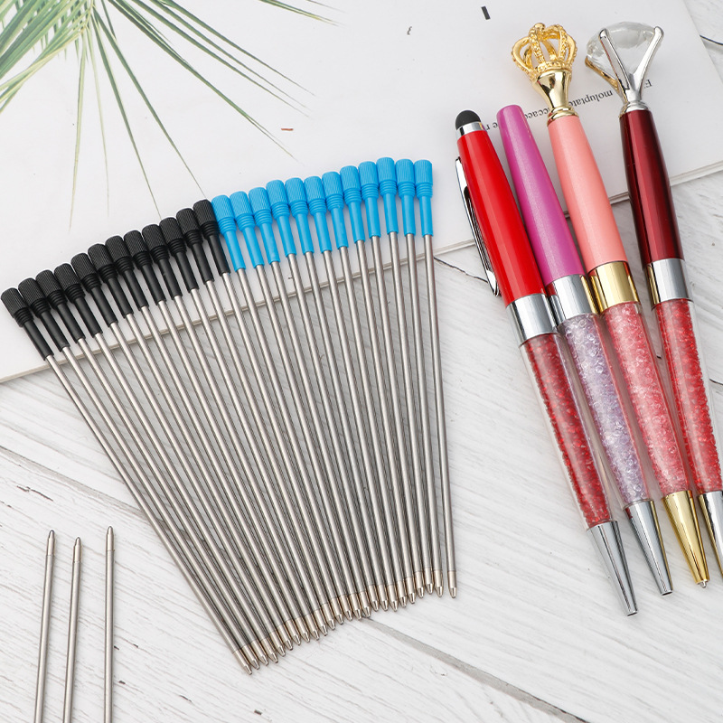 现货116毫米金属性笔芯 旋转中油笔芯 圆珠笔芯 油性替芯黑色蓝色