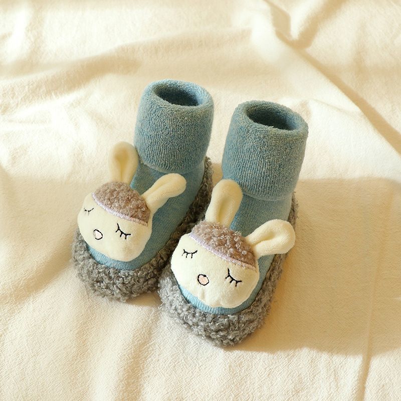 Baby Shoes Winter Autumn Winter Cotton Thickened Fleece-lined Indoor Warm Non-Slip Cool-Proof Baby Toddler Soft Sole Shoes Socks