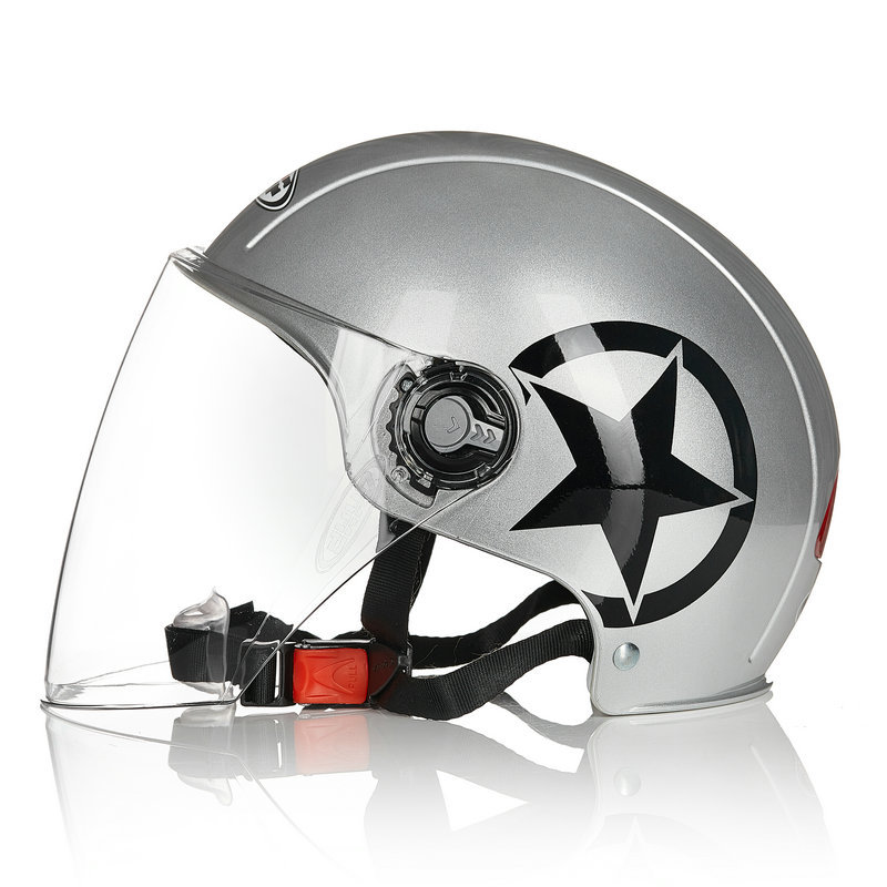 批发615大五角星哈雷电动电瓶车助力车头盔夏盔男女挡风防护帽