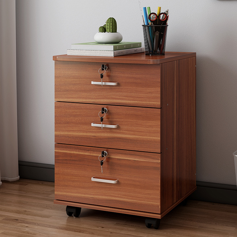 办公文件柜活动柜木质资料柜桌下移动矮柜带锁抽屉柜储物柜小柜