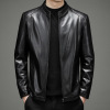 2022 Autumn and winter men's wear leather jacket Plush Single Stand collar leisure time leather clothing coat Mid length version 2022 Autumn and winter men's wear leather jacket Plush Single Stand collar leisure time leather clothing coat Mid length version