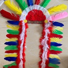 万圣节羽毛头饰彩色cos装扮野人帽子儿童化妆舞会道具印第安头戴