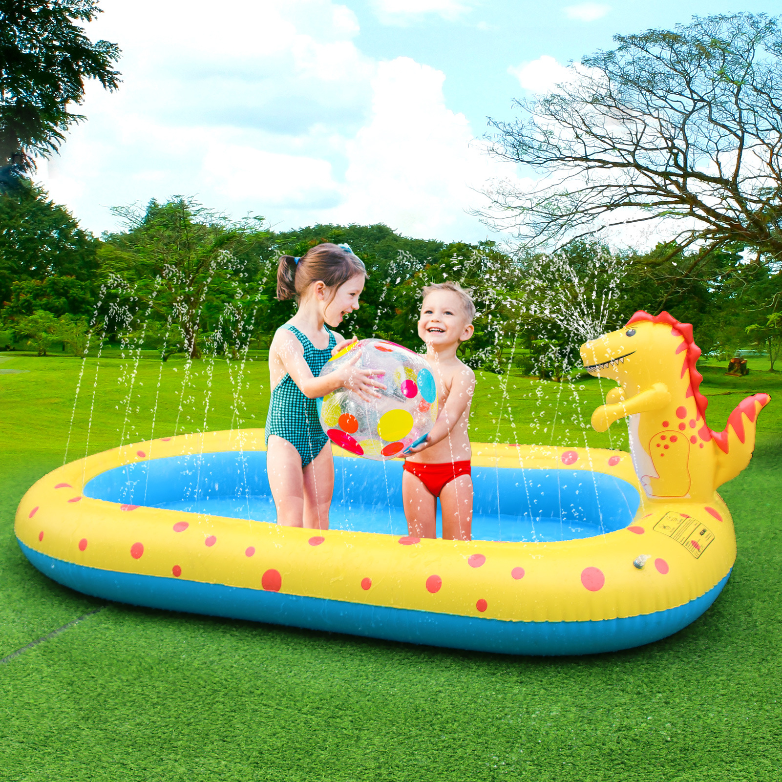 Factory in Stock Inflatable Dinosaur Spray Pond Children Playing with Water Toys Splash Pad Dolphin Sprinkler Pool Spray Pond