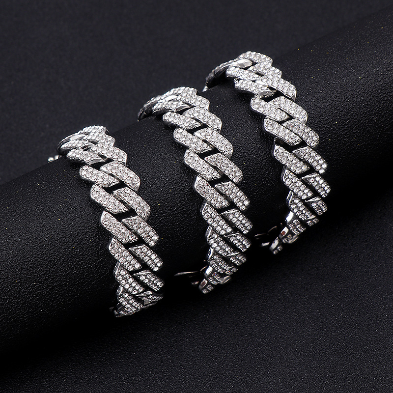 European and American Foreign Trade Supply 14mm Diamond Full Diamond Fashion Hip Hop Chain Cuban Necklace