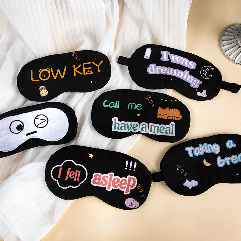 Fashion Cartoon Sleep Eye Mask Fantastic Light Shielding Tool Cute Sand Carving Funny Children Student Eye Mask Cross-Border Cold and Hot Compress