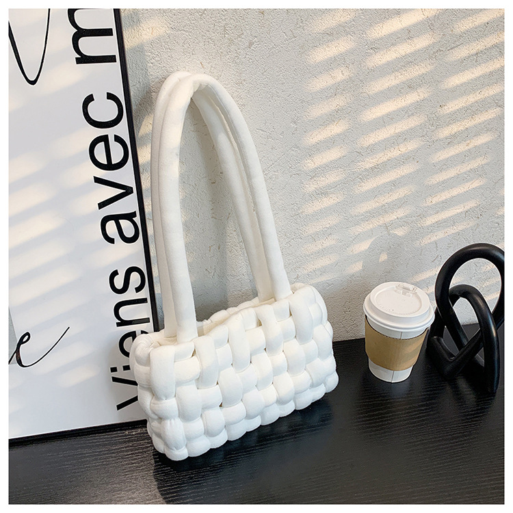 New Homemade Mesh Bag Black and White Chessboard Grid Handbags Thick Ice Island Line Handicraft DIY Material Woven Bag Tide