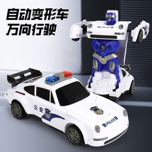 电动万向变形公安警车炫彩灯光音乐喷雾自动变形坦克儿童玩具代发
