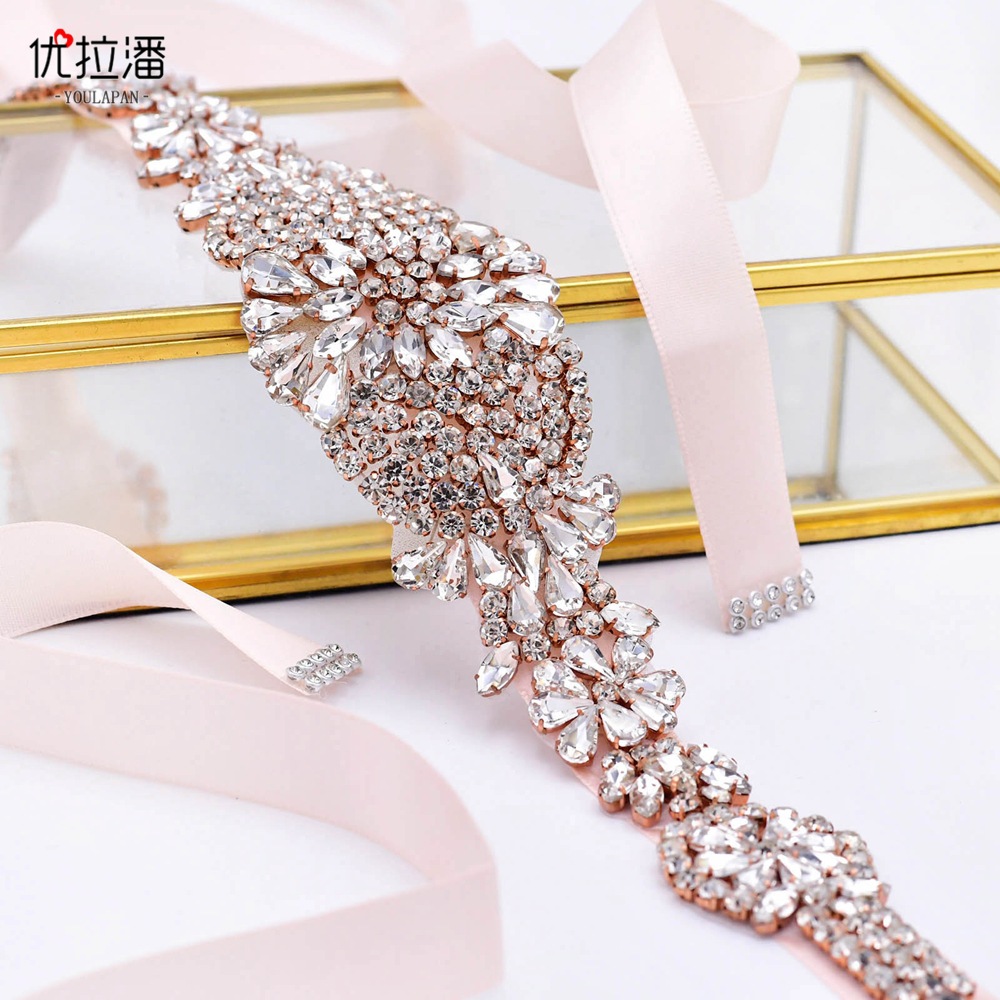 优拉潘 新娘腰带 水钻 婚纱礼服腰带配连衣裙裙带玫瑰金批发 s123