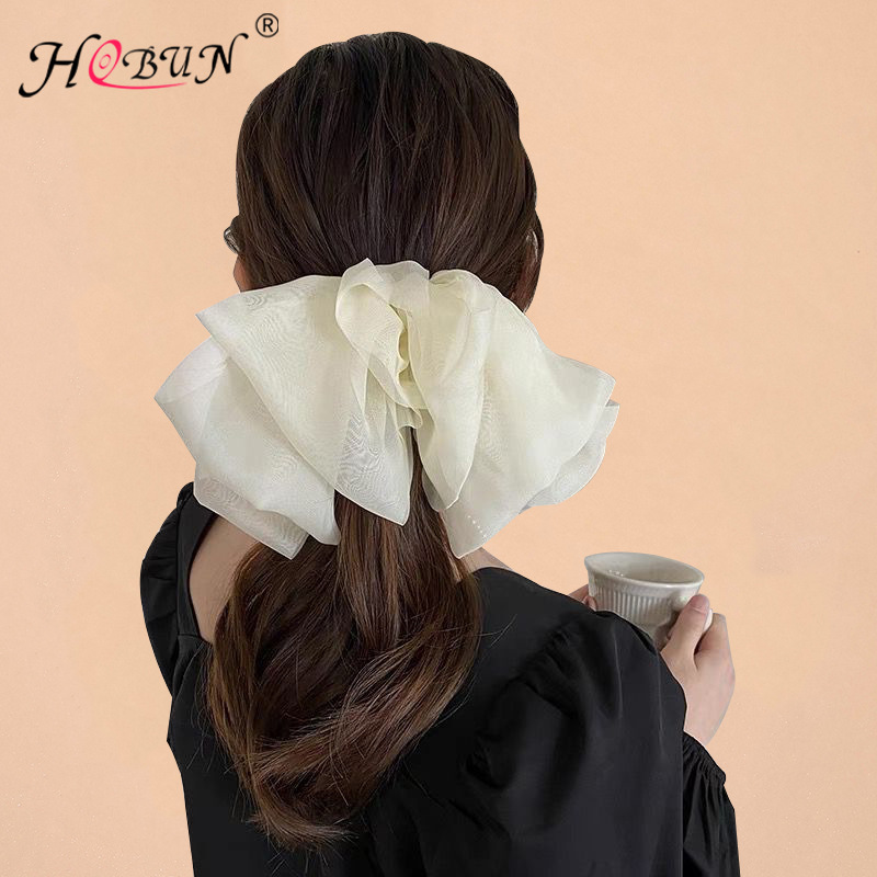 Chiffon Spring Clip Super Fairy Big Bow Pleated Barrettes Women's Back Ponytail 2022 New Hair Accessories Large Flower