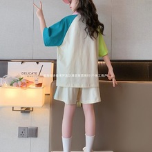 女童夏季套装新款洋气时髦短裤大女孩多巴胺儿童时尚运动夏装