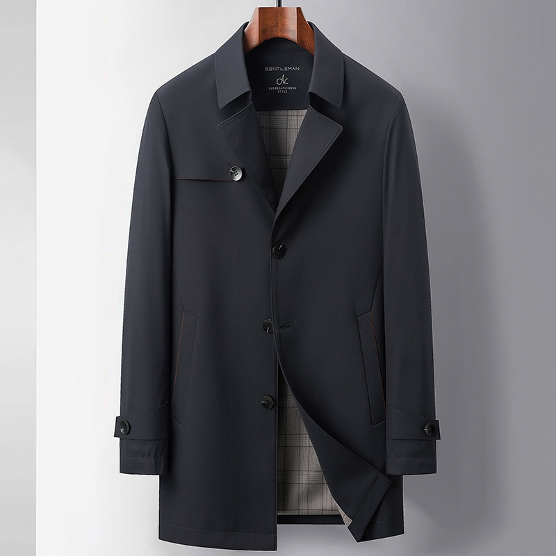 中长款风衣男士春秋款商务休闲翻领外套男装高级感英伦风青年上衣