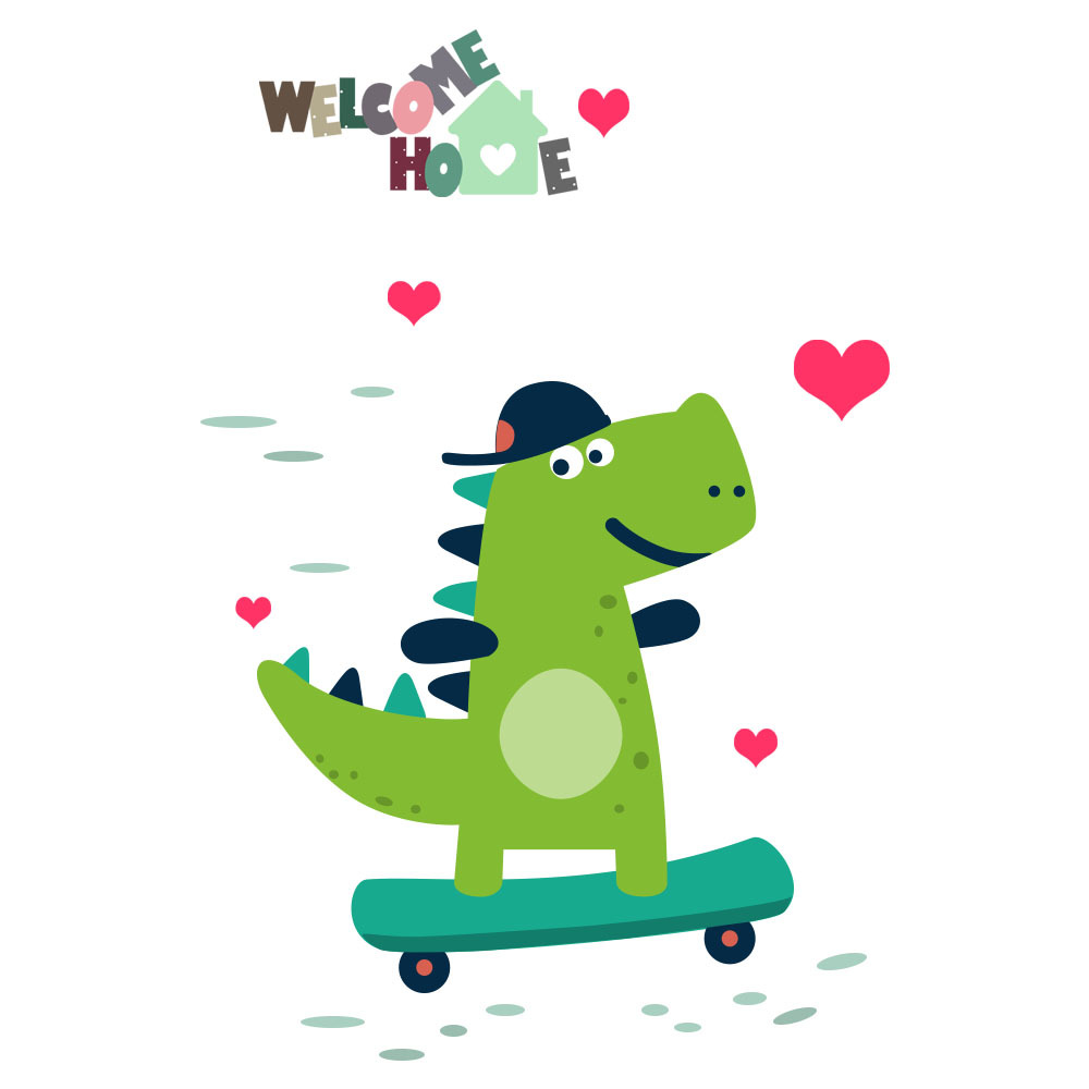 zsz2800w卡通恐龙墙贴儿童房卧室书房幼儿园装饰墙贴画纸一套4张