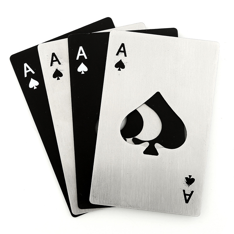 黑桃a不锈钢黑色卡片开瓶器 扑克牌形信用卡式啤酒开瓶器 edc工具