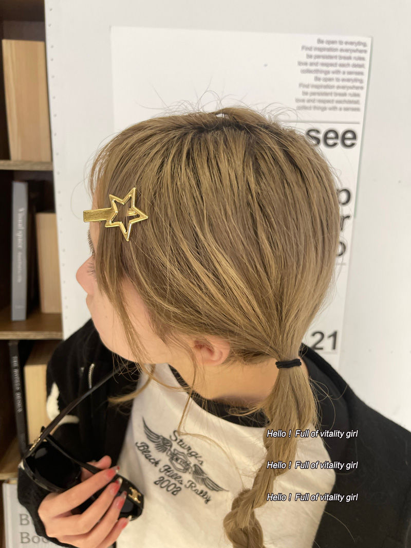 Star Hairpin Five-Pointed Star Hairpin Ins Japanese Side Clip Internet Celebrity Korean Alloy Clip Female Vintage Hair Accessories Handmade