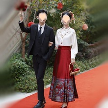 汉服女士红色马面裙套装2024秋冬新款中式新娘婚礼敬酒服