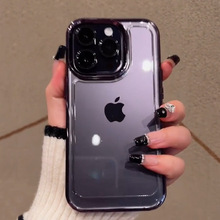 适用苹果15promax电镀手机壳女新款iphone14透明保护套高级感奢华