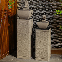 新中式禅意展示柱室内客厅茶室庭院装饰流水摆件花盆底座