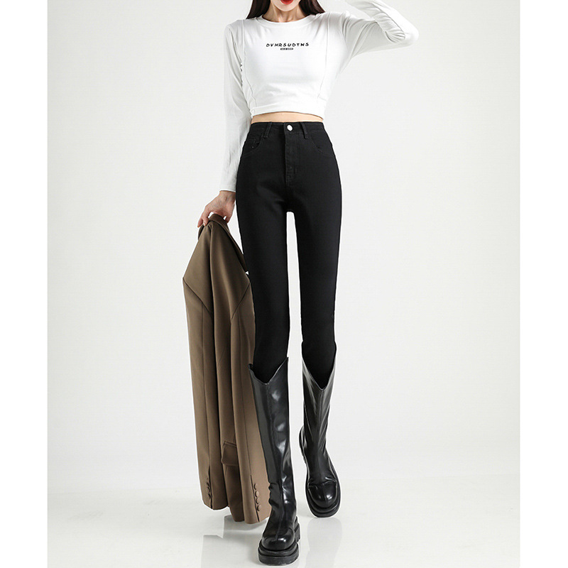   879 Classic Style High Waist Skinny Jeans for Women 2023 Spring/Summer Hong Kong Style Slim Fit Slimming and Tight Pencil Pants