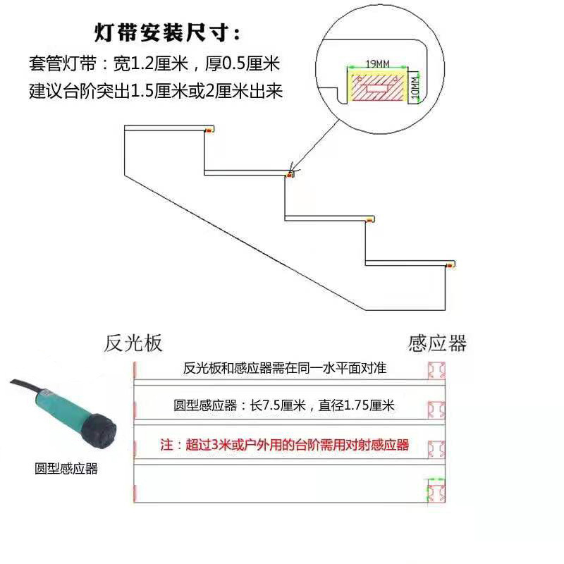 网红钢琴楼梯踏步台阶阶梯led智能人体感应脚踩灯带音乐24v嵌入式