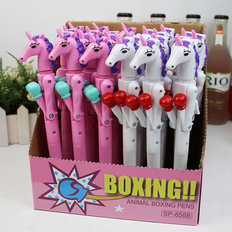 Korean-Style Cute Cartoon Boxing Pen with Light Ballpoint Pen Creative Cartoon Fighting Gift Interactive Decompression Pen
