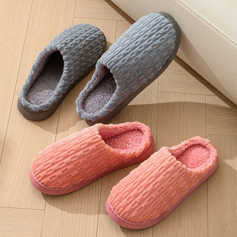 2023 Community Cotton Slippers Men's and Women's Confinement Winter Thick Bottom Couple Korean Style Student Home Non-Slip Indoor Corduroy
