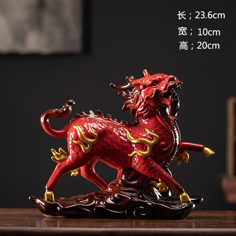 Fire Kirin Decoration a Pair Large Size Male and Female Fortune Furnishings Decoration Housewarming Doorway Office Living Room Gift Decoration