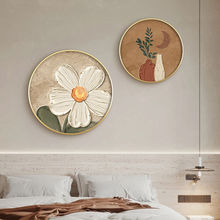 小清新花卉圆形组合挂画卧室床头装饰画现代简约餐厅客厅墙壁画