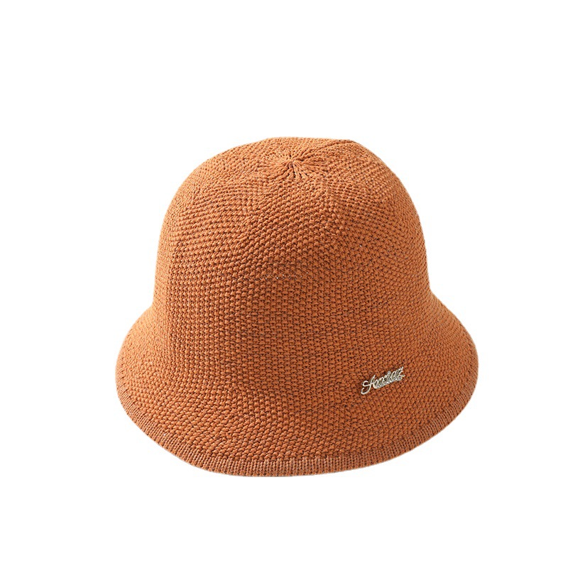 2023 New Hat Women's Summer Hollow Thin Bucket Hat Women's Ins Style Breathable Solid Color Niche Bell Bucket Hat