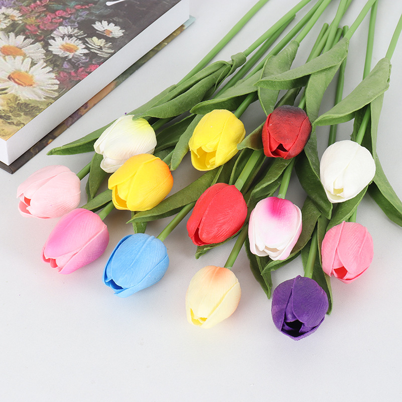 Mini Simulation Tulip Pu Wedding Furniture Hand Feeling Foreign Trade Wholesale Valentine's Day Photography Props Wholesale Outdoor