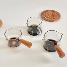 创意木把小奶盅玻璃小奶锅酱汁碟木柄奶罐迷你调味蘸料碟咖啡器具
