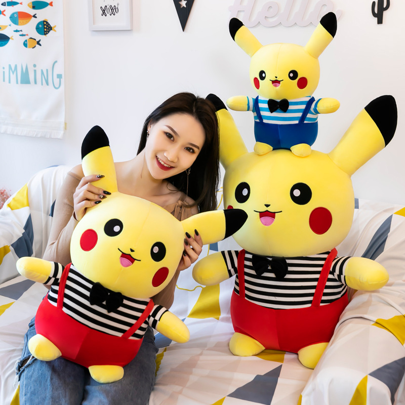 New Soft Couple Strap Pikachu Plush Toy Doll Cute Cartoon Doll Children's Birthday Gifts