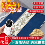 電加熱坐墊艾草控溫艾絨坐墊冬季保暖 家用辦公車載調溫熱敷坐墊