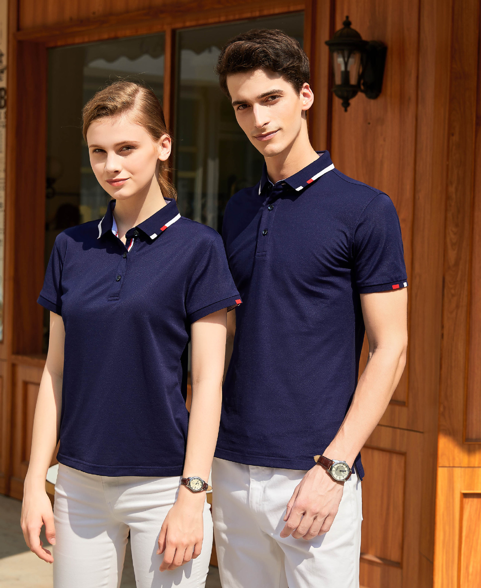 浅蓝色polo衫定制冰离子丝光短袖t恤男翻领上衣沉稳男士工作服diy