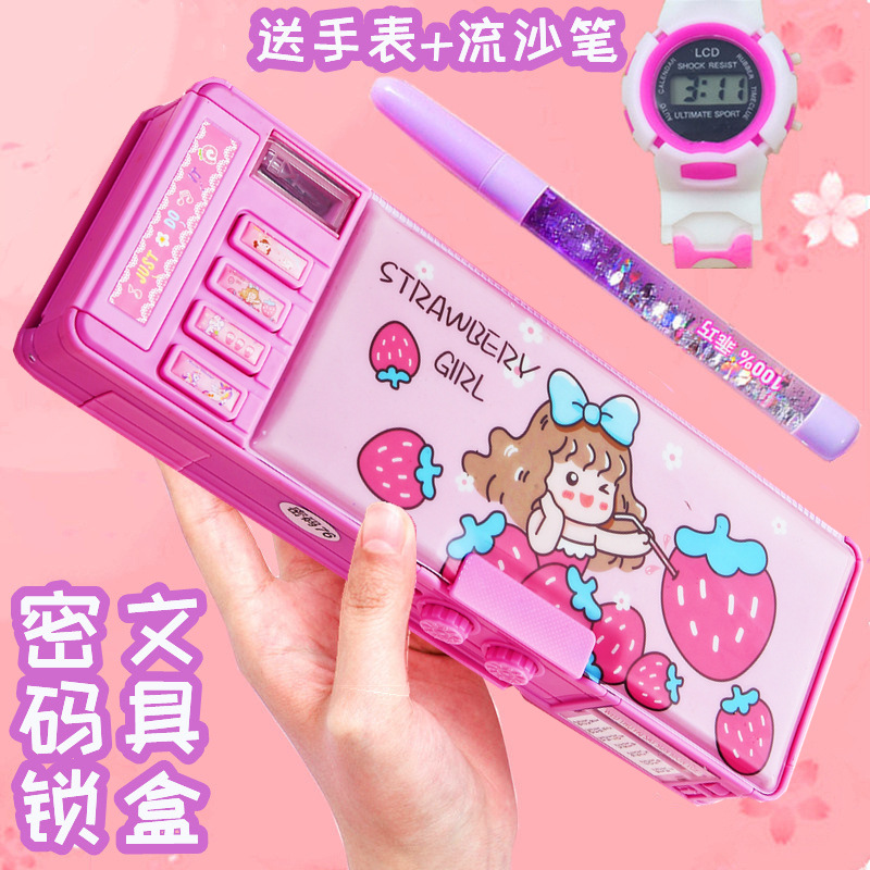 Deformation Password Lock Automatic Multi-Function Girl Pencil Case Children's Stationery Box Pencil Box Primary School Student Large Capacity