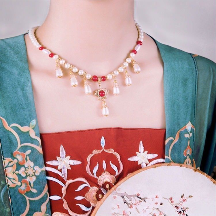 汉服项圈古装明制项链古风发饰流苏软璎路唐风坦领诃子发饰-阿里巴巴