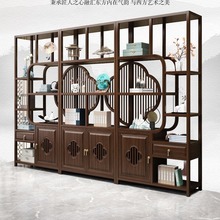 新中式置物架中国风实木博古架梅花仿古花架展示柜装饰摆件置物