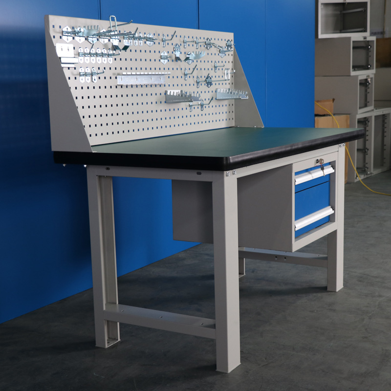 工作台钳工台带方孔挂板双抽屉重型工具柜防静电工作台包邮