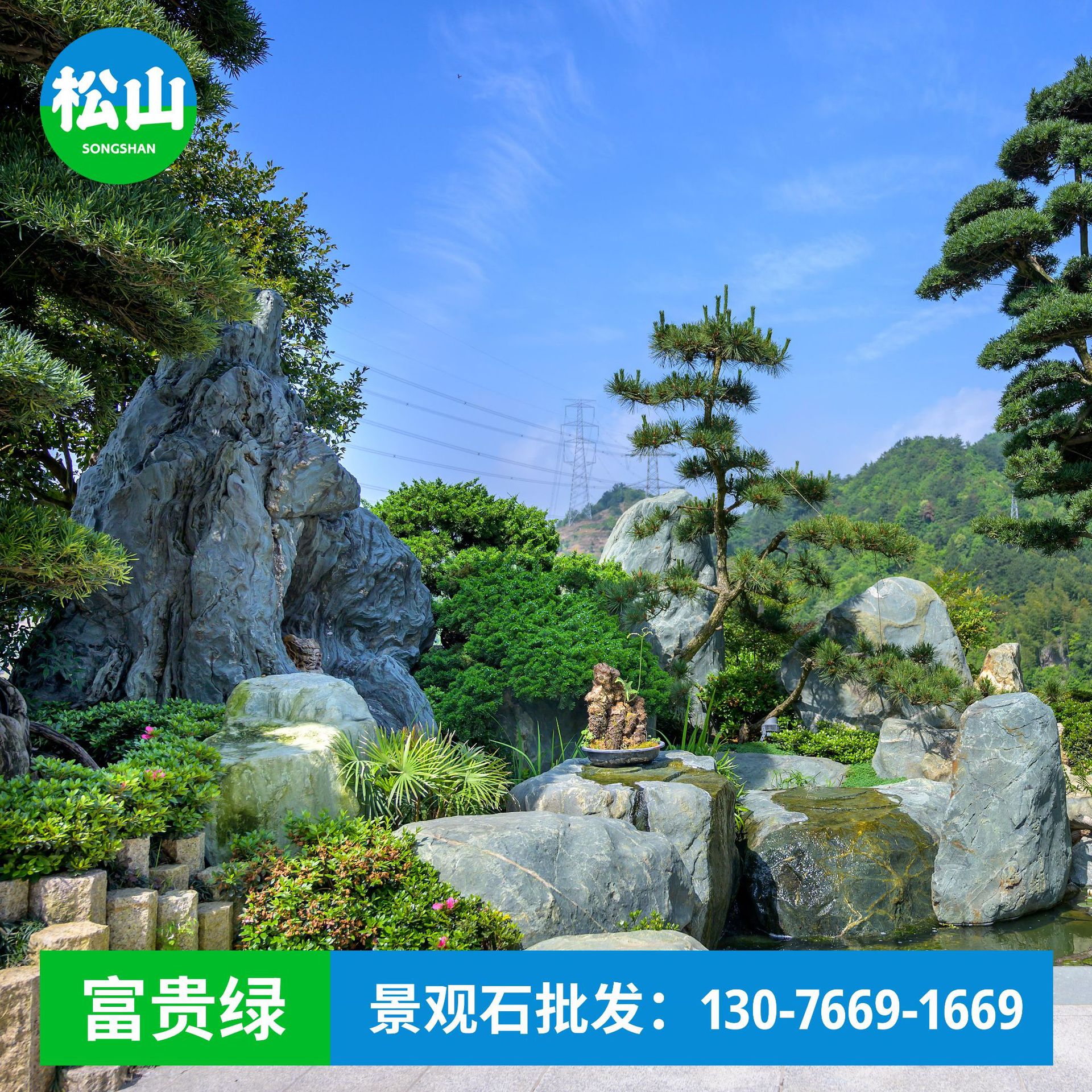 富贵绿石雪浪石泰山石景观石闪电纹石假山石园林园艺装饰石头批发