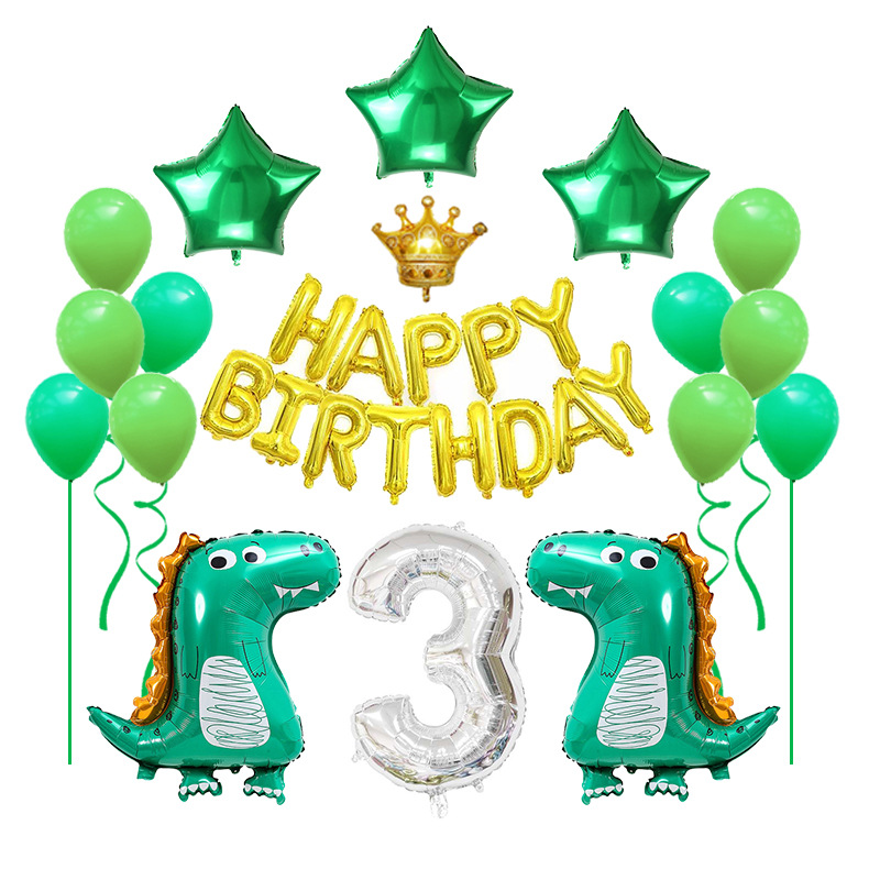 Dinosaur Balloon Set Happy Birthday Set Party Theme Decoration Background Aluminum Film Balloon