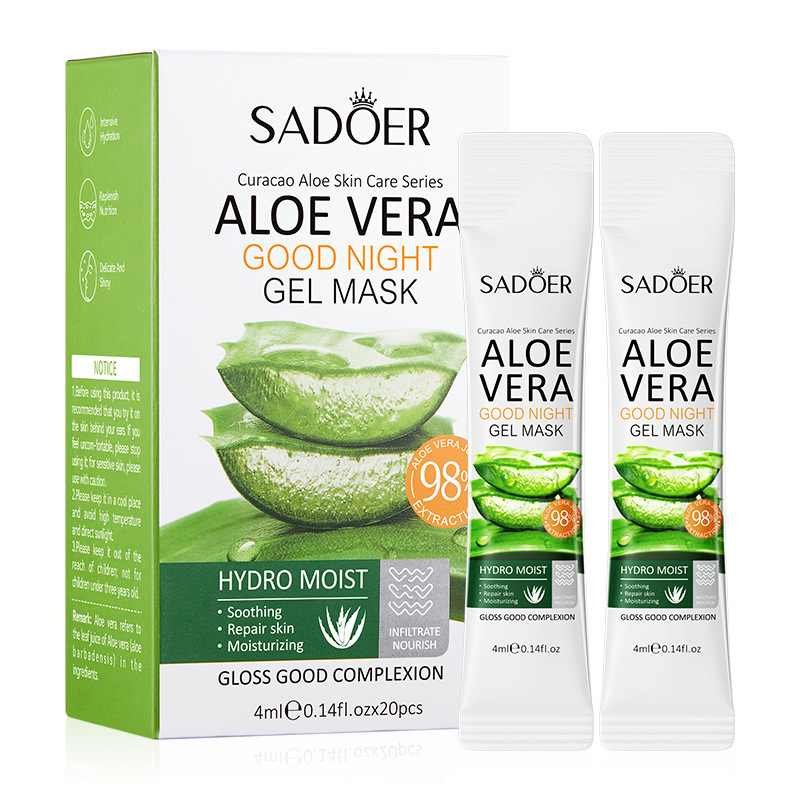 Full English Aloe Skin Care Products Sadoer Aloe Collagen Firming Sleeping Mask Moisturizing Mask Cross-Border Foreign Trade Factory Wholesale