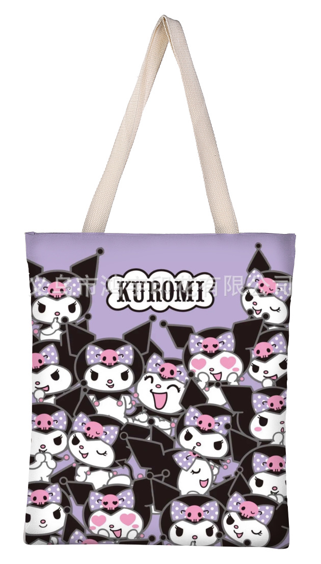 New Cartoon Funny Cute Pattern Foldable Canvas Bag Storage Tote Student Shoulder Cotton Bag Wholesale
