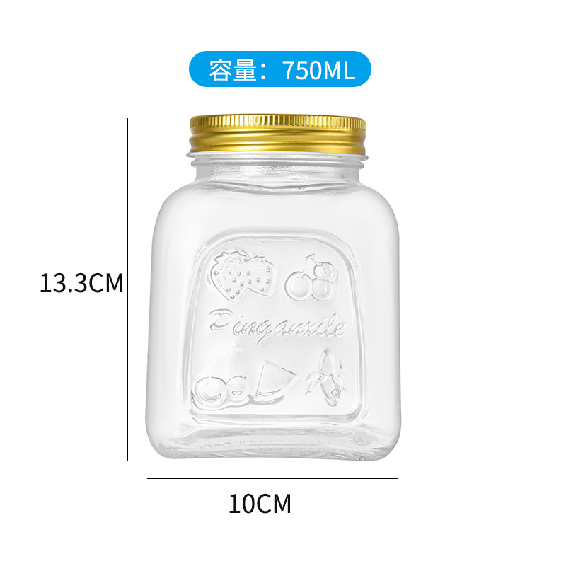 Wholesale Transparent Glass Sealed Can Thick Storage Tank Cans Salad Sauce Bottle Snack Grains Storage Tank