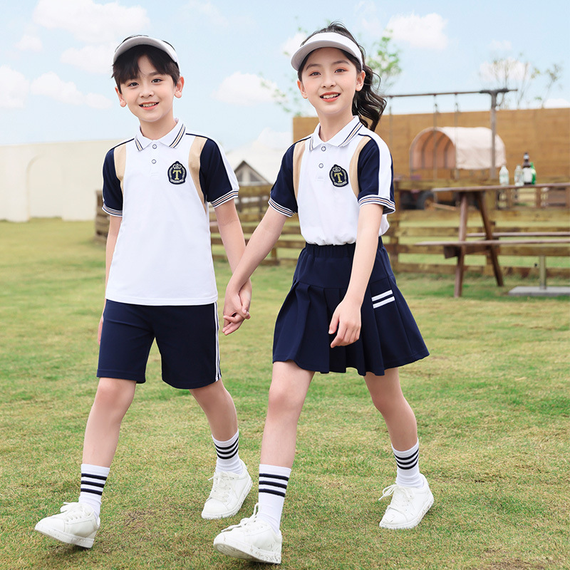 校服套装小学生夏装白色幼儿园园服夏季短袖运动服中学生夏天班服