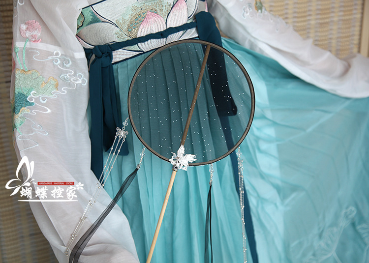 星空团扇古风长柄流苏宫扇汉服圆扇子拍摄道具自制diy团扇材料包